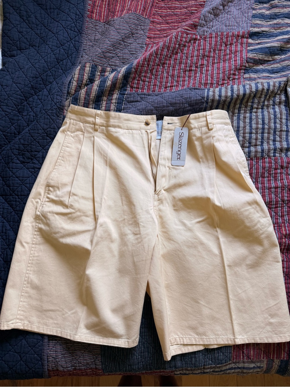 Slazenger Men's Cream Flat Front Cotton Shorts